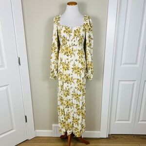Free People Jaymes Yellow Floral Long Sleeve Dress